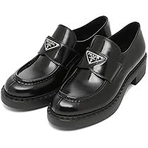 【Romi】PRADA ブラック フラットシューズ Prada ラムレザー バレエフラットシューズ (すべての新品